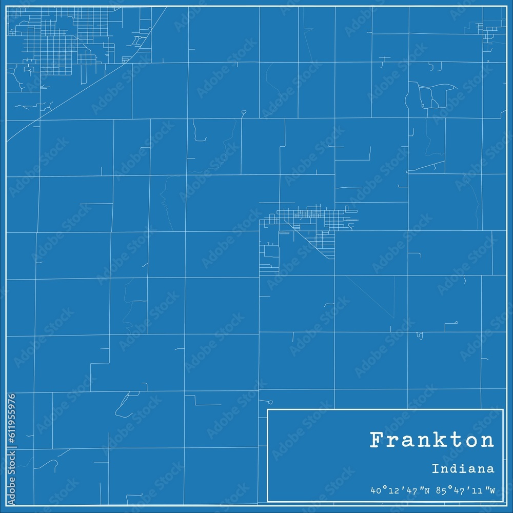 Blueprint US city map of Frankton, Indiana.