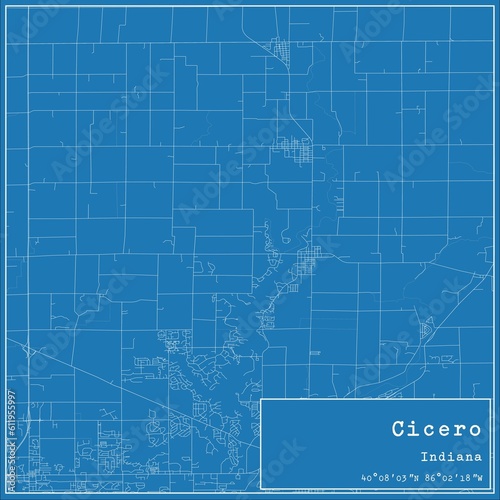 Blueprint US city map of Cicero, Indiana. photo