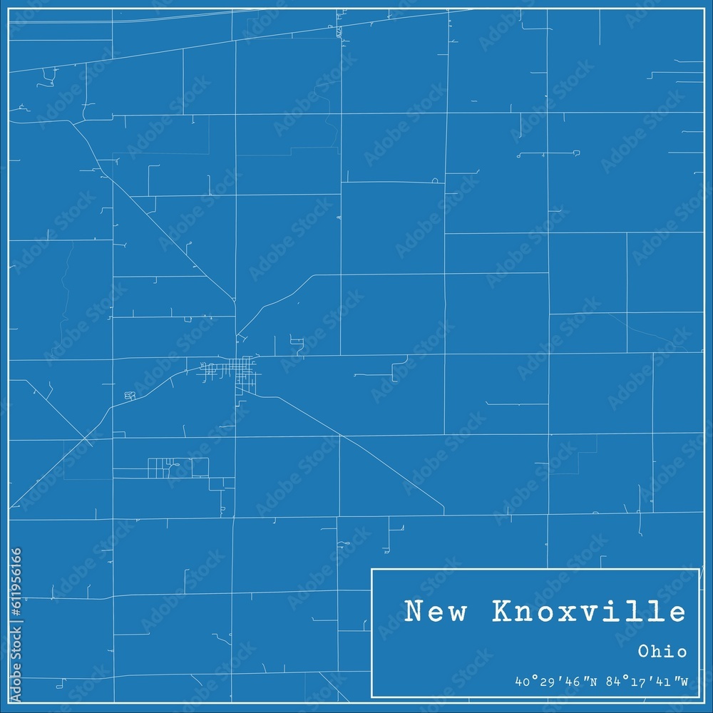 Blueprint US city map of New Knoxville, Ohio.