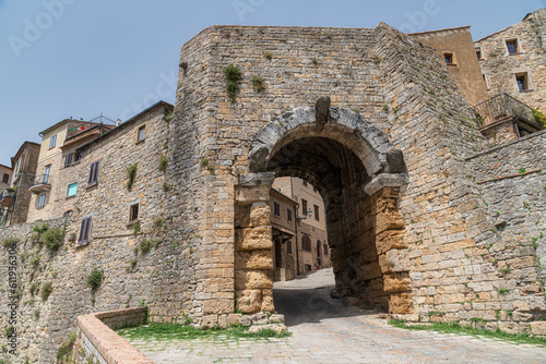 The Gate Porta All'Arco in the medieval city of Volterra, Tuscany, Italy