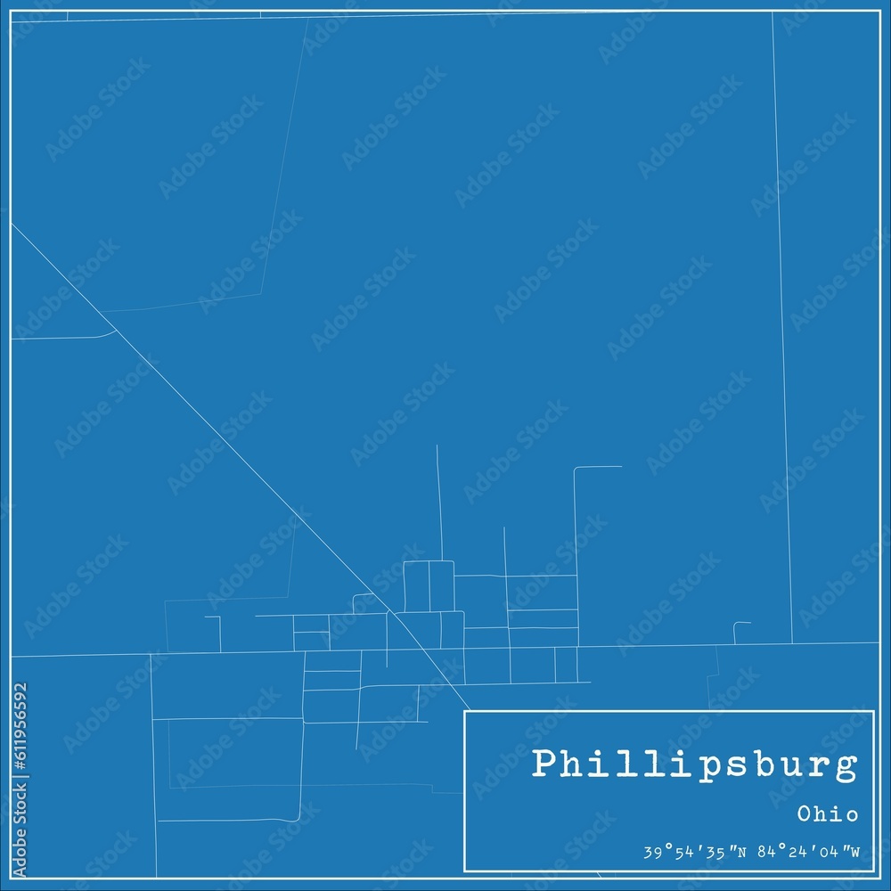 Fototapeta premium Blueprint US city map of Phillipsburg, Ohio.