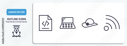 blogger and influencer outline icons set. blogger and influencer thin line icons pack included script, makeup palette, fashion, feed vector.