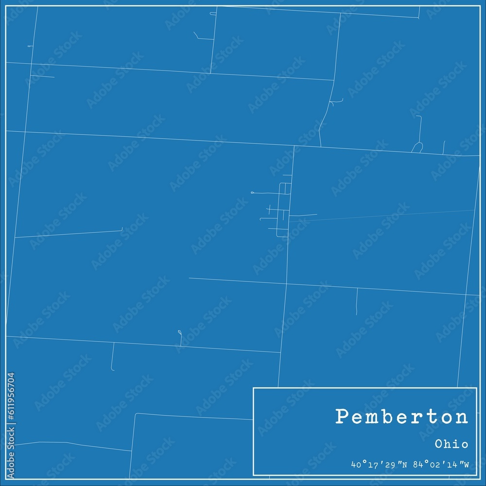 Fototapeta premium Blueprint US city map of Pemberton, Ohio.