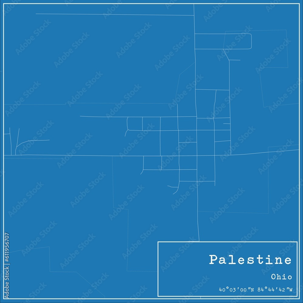 Blueprint US city map of Palestine, Ohio. Blueprint US city map of Palestine, Ohio.