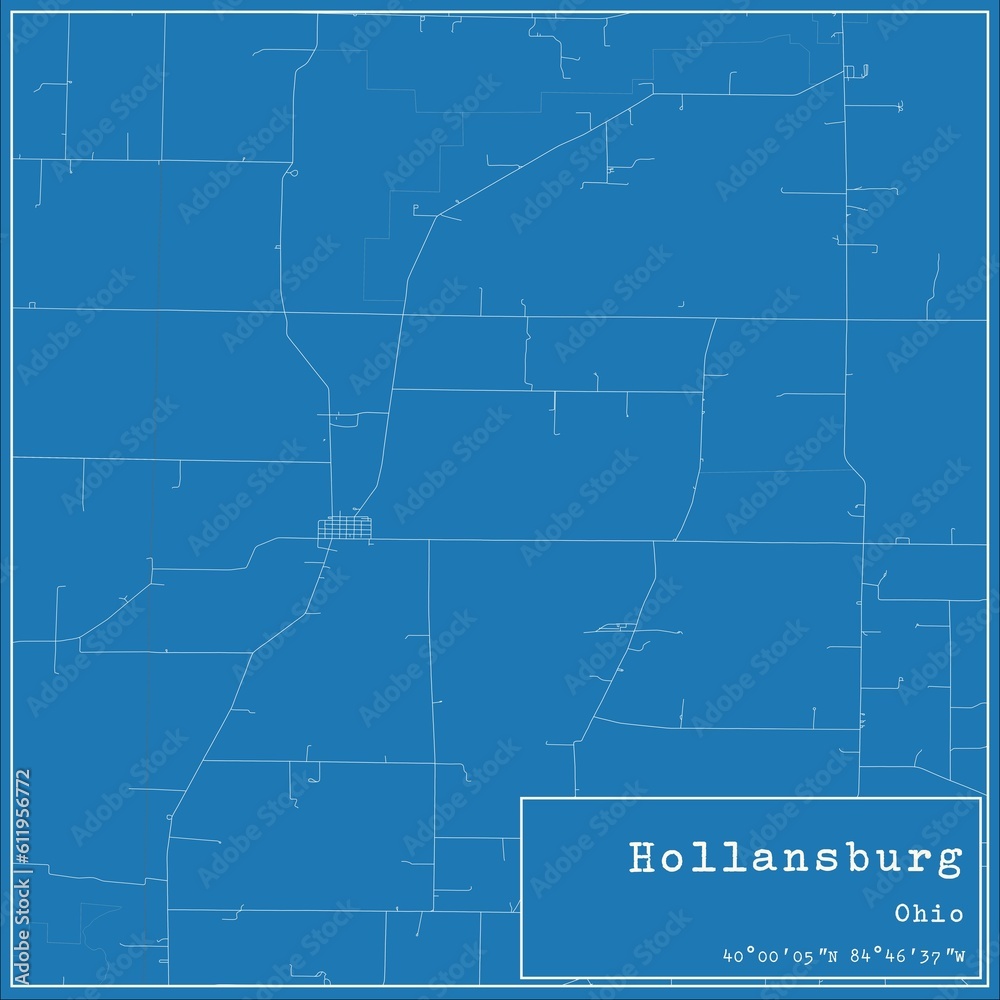 Blueprint US city map of Hollansburg, Ohio. - obrazy, fototapety, plakaty 