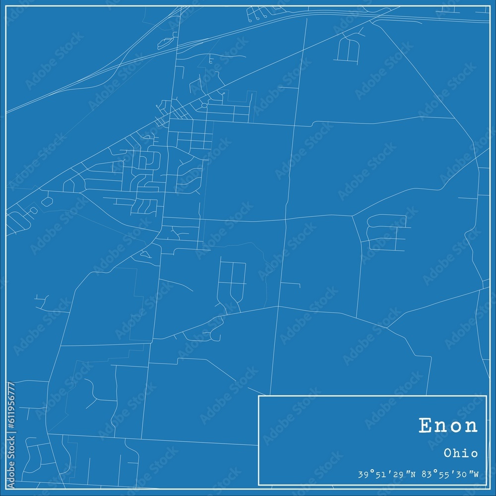 Blueprint US city map of Enon, Ohio.