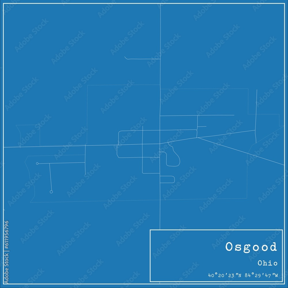 Blueprint US city map of Osgood, Ohio.