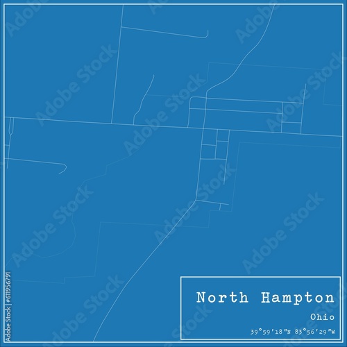 Blueprint US city map of North Hampton, Ohio.
