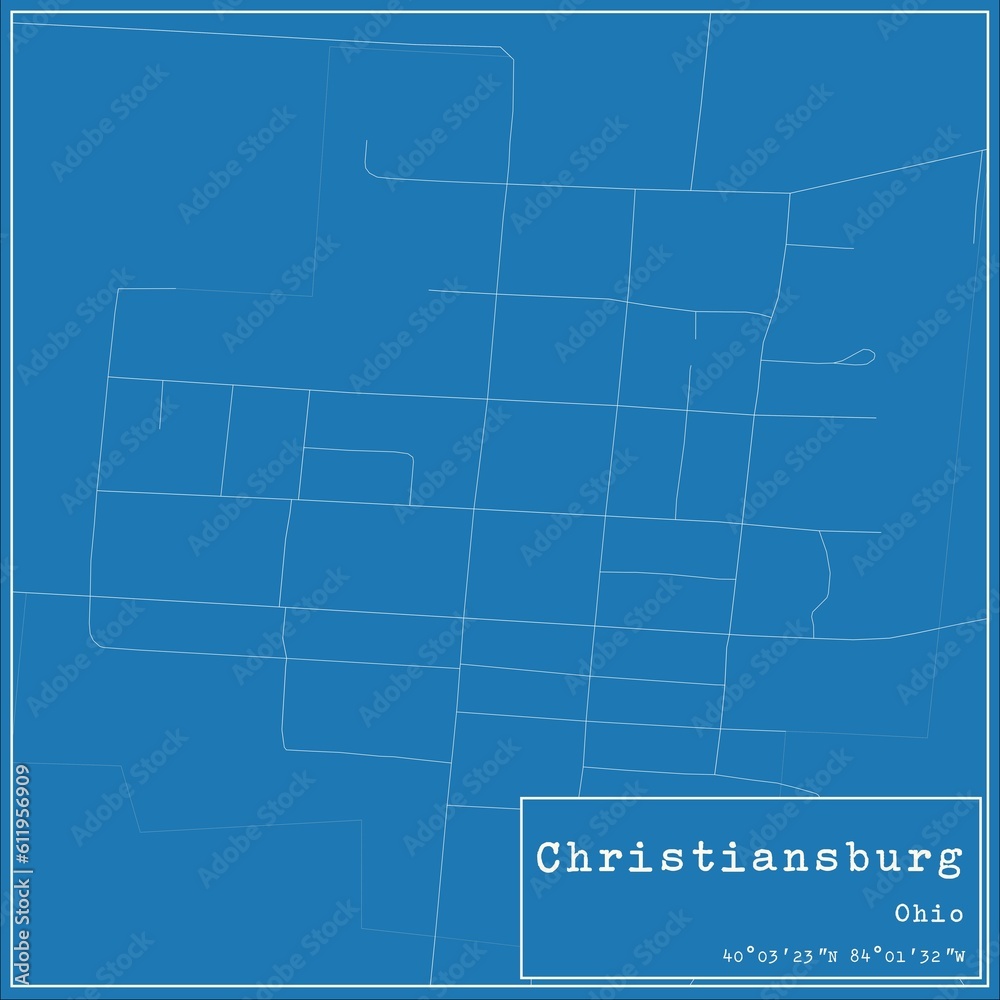 Blueprint US city map of Christiansburg, Ohio. Blueprint US city map of Christiansburg, Ohio.