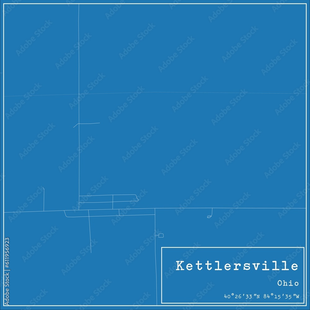 Blueprint US city map of Kettlersville, Ohio.