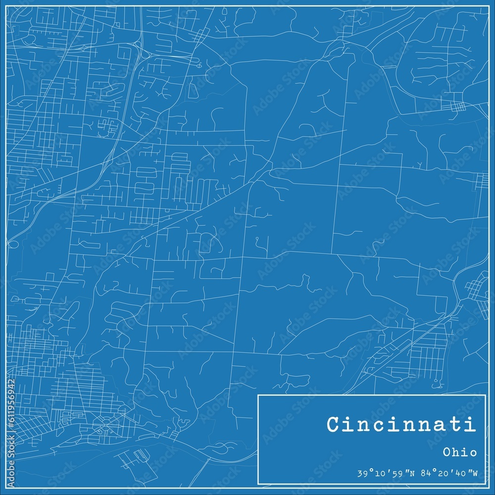 Fototapeta premium Blueprint US city map of Cincinnati, Ohio.