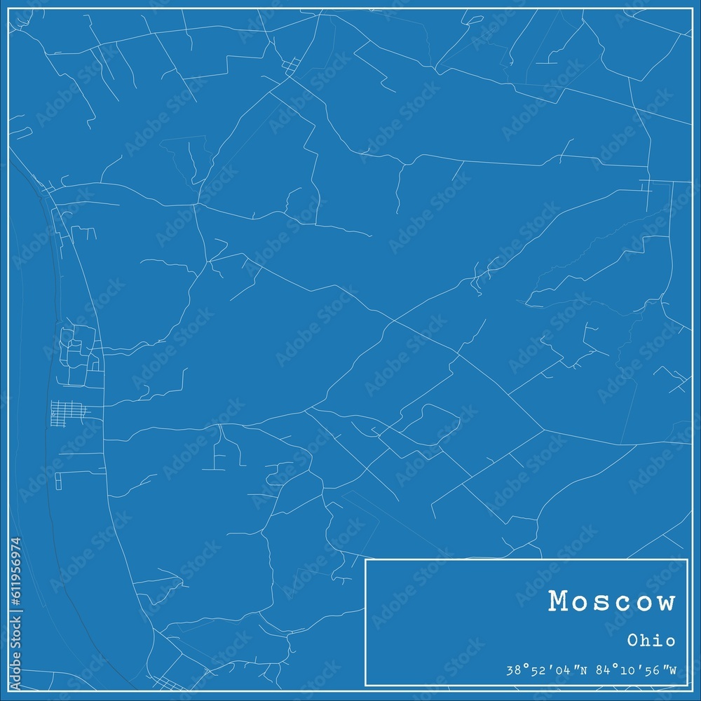 Obraz premium Blueprint US city map of Moscow, Ohio.