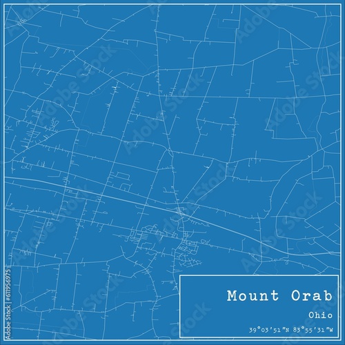 Blueprint US city map of Mount Orab, Ohio.