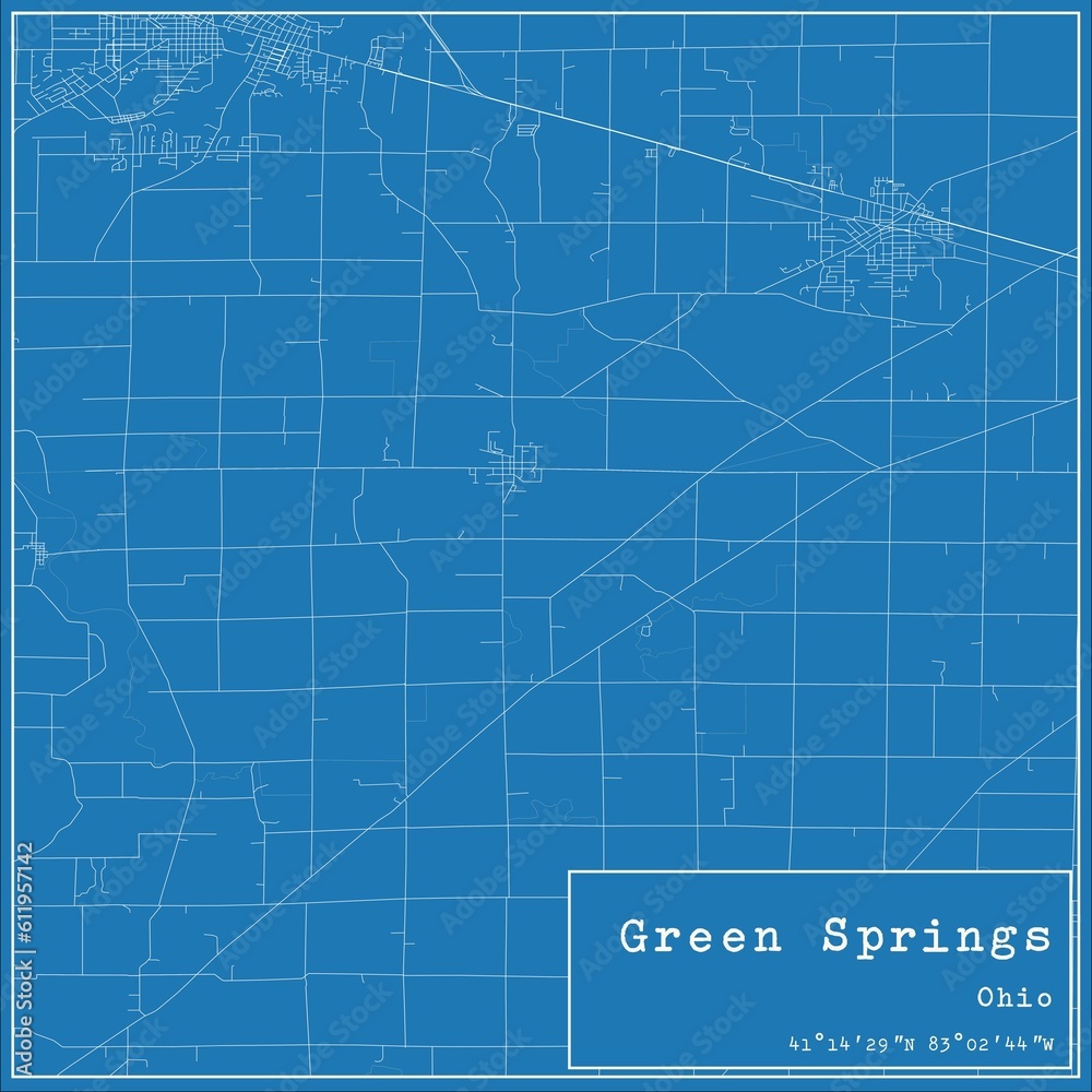Fototapeta premium Blueprint US city map of Green Springs, Ohio.