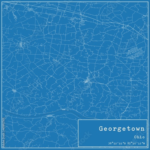Blueprint US city map of Georgetown, Ohio.