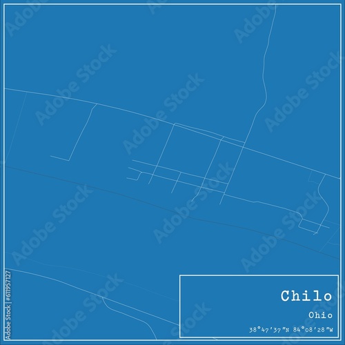 Blueprint US city map of Chilo, Ohio. photo