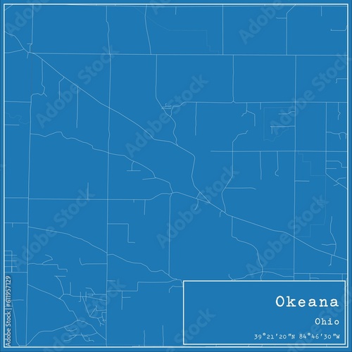 Blueprint US city map of Okeana, Ohio. photo