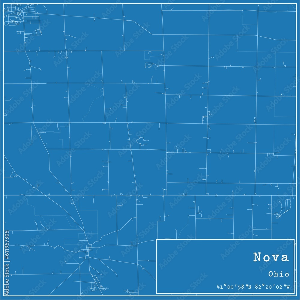 Blueprint US city map of Nova, Ohio. Blueprint US city map of Nova, Ohio.