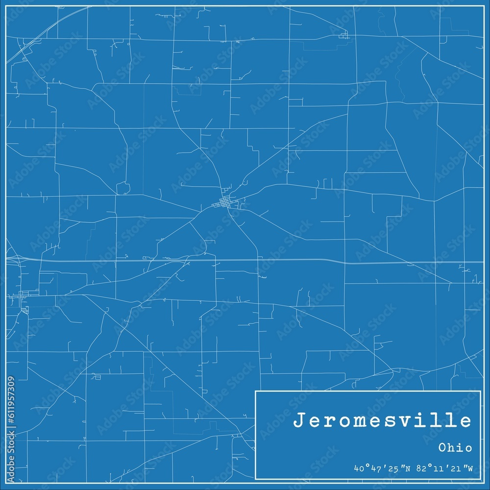 Fototapeta premium Blueprint US city map of Jeromesville, Ohio.