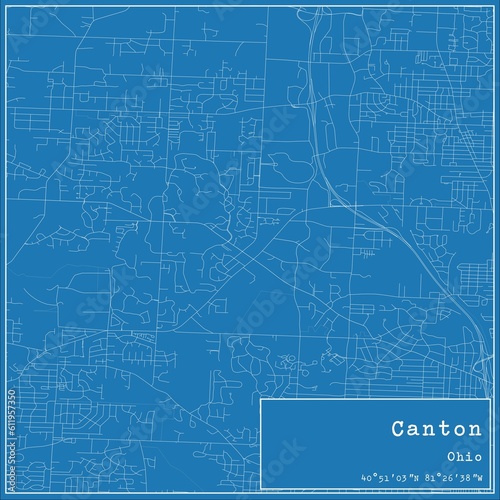 Blueprint US city map of Canton  Ohio.
