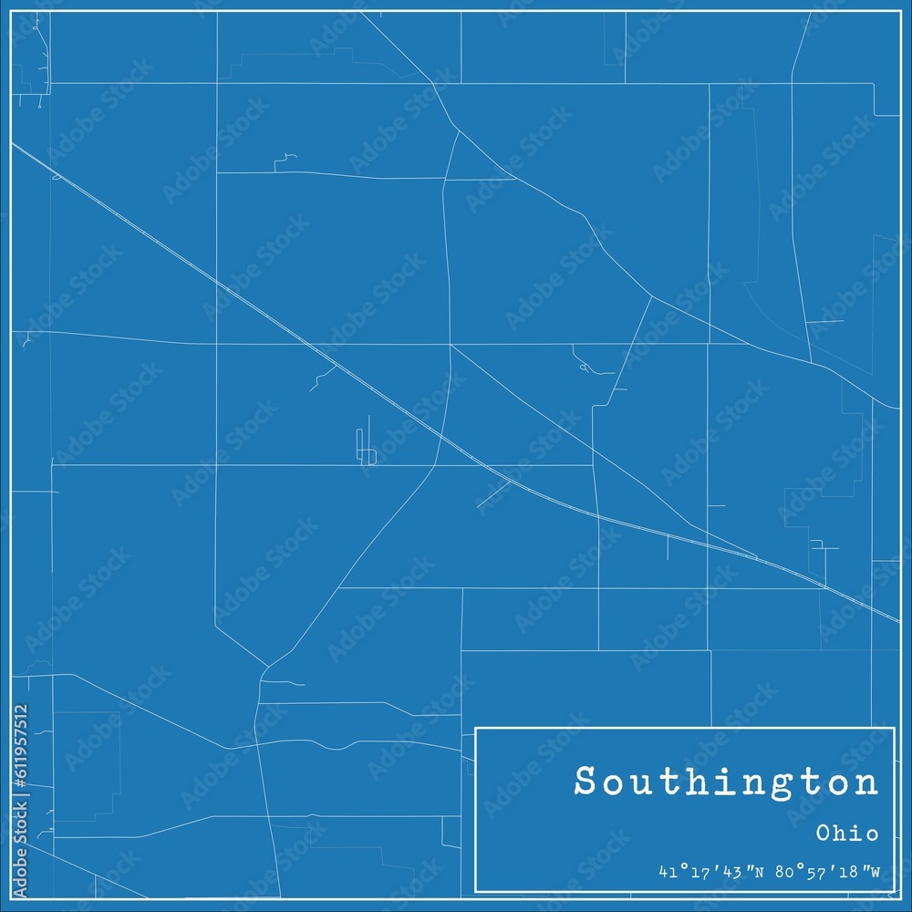 Fototapeta premium Blueprint US city map of Southington, Ohio.