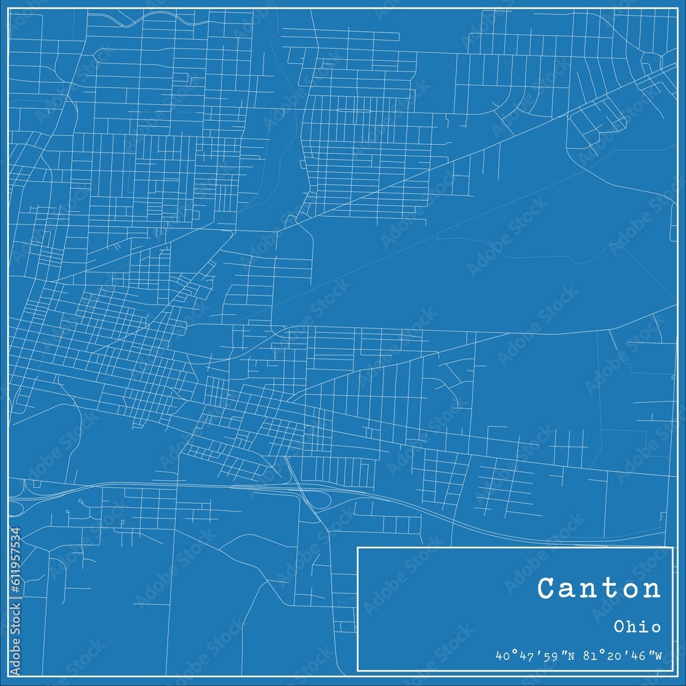 Fototapeta premium Blueprint US city map of Canton, Ohio.