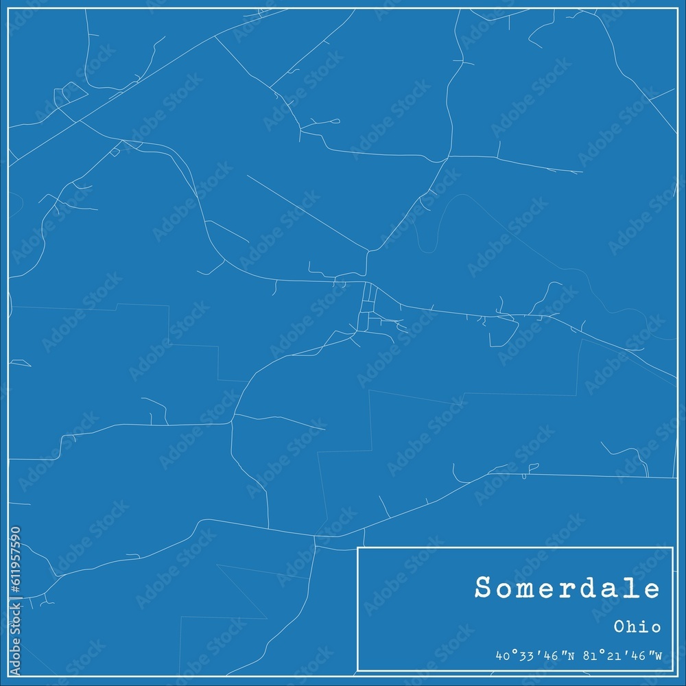 Blueprint US city map of Somerdale, Ohio.