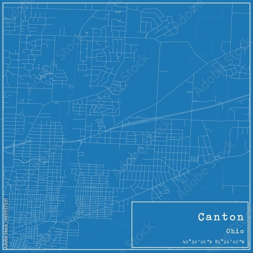 Blueprint US city map of Canton, Ohio. © Rezona