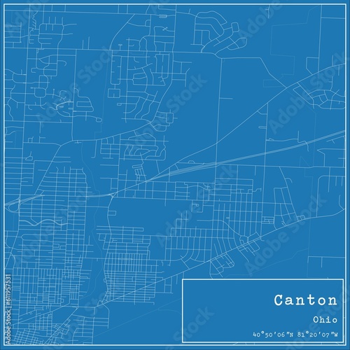 Blueprint US city map of Canton, Ohio.