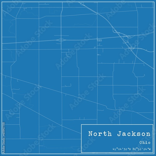 Blueprint US city map of North Jackson  Ohio.