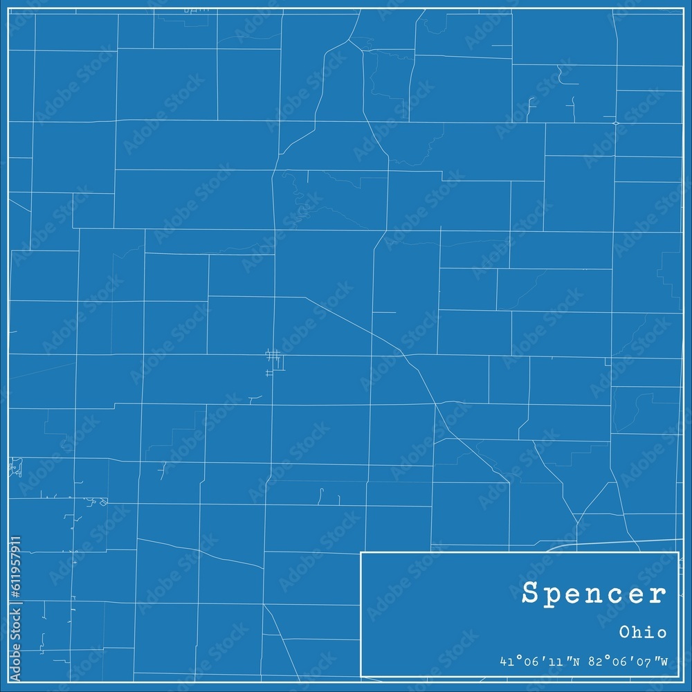 Blueprint US city map of Spencer, Ohio. Blueprint US city map of Spencer, Ohio.