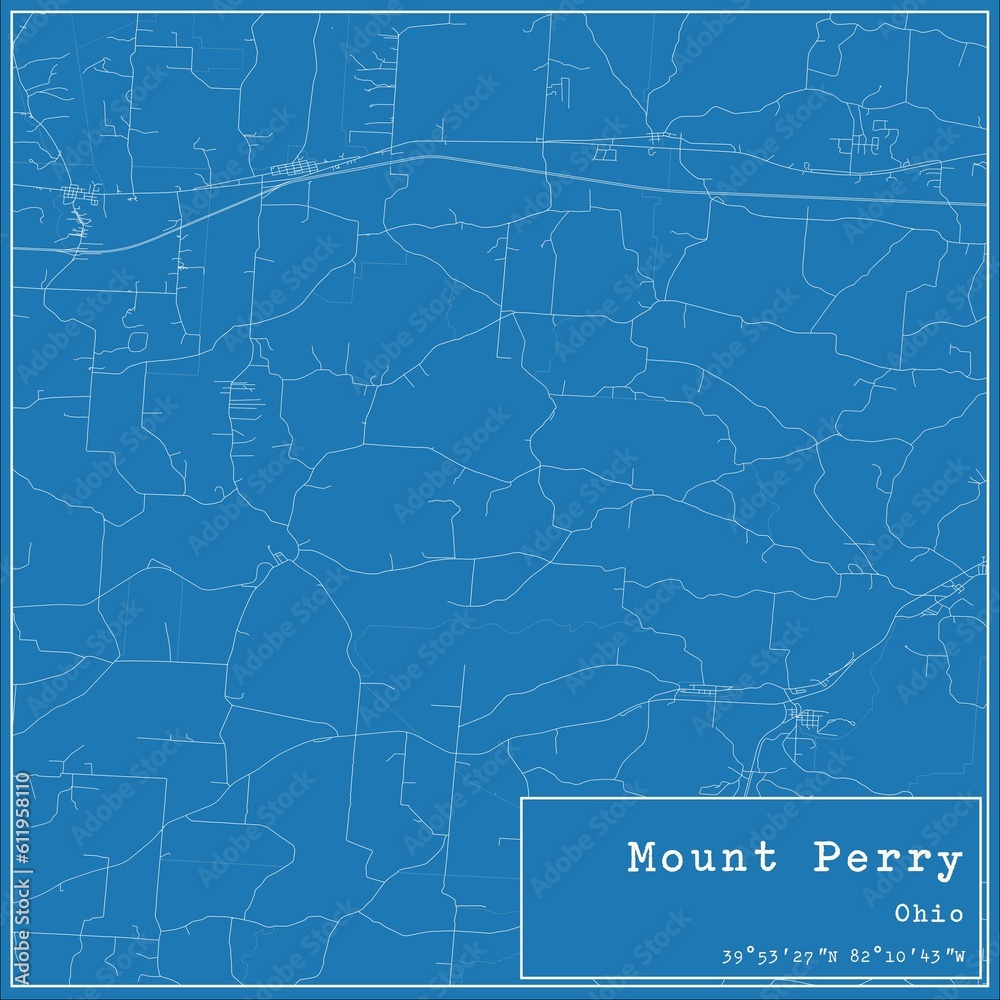 Blueprint US city map of Mount Perry, Ohio.