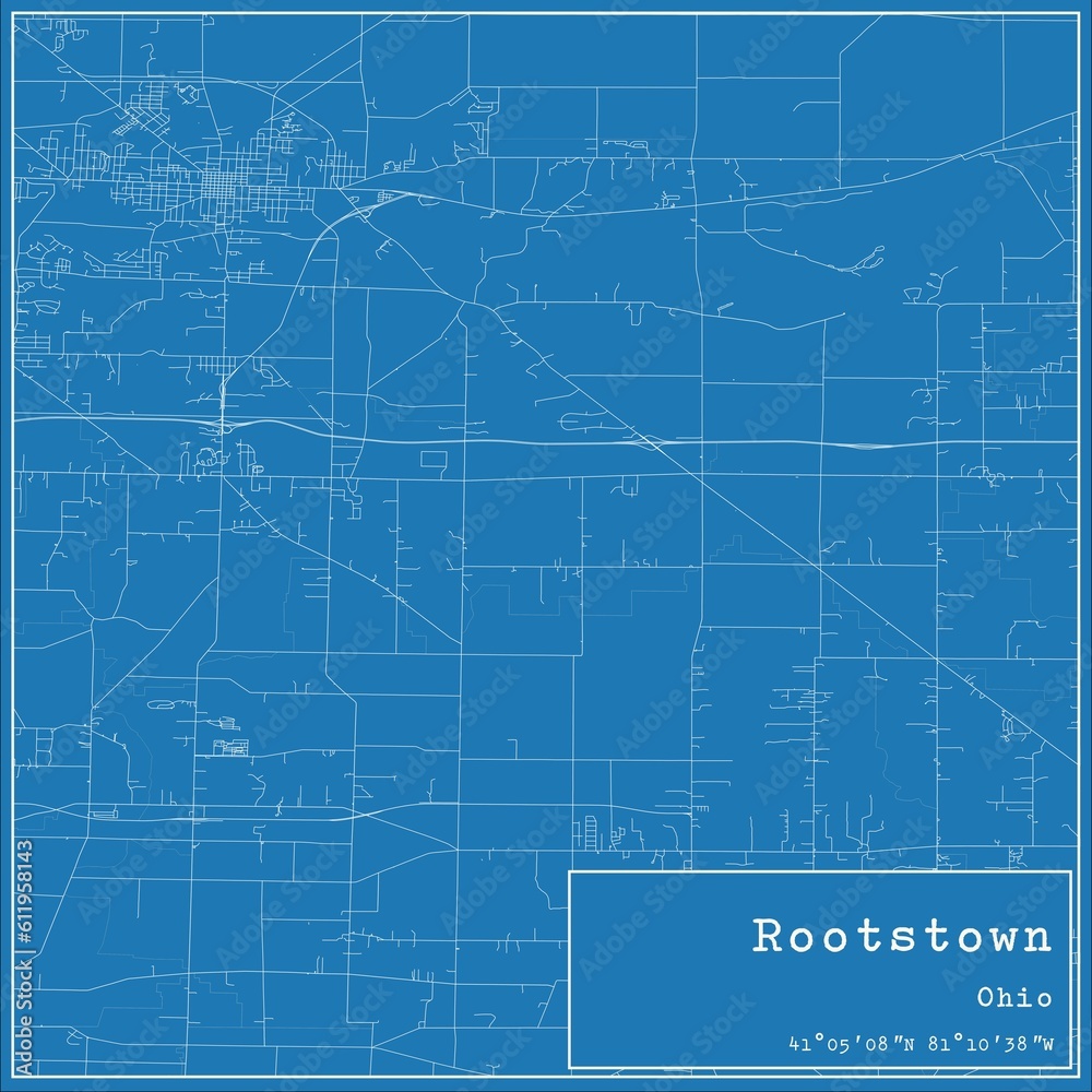 Blueprint US city map of Rootstown, Ohio. Blueprint US city map of Rootstown, Ohio.