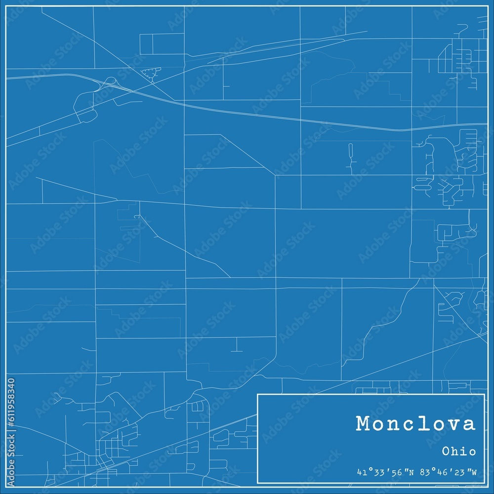 Blueprint US city map of Monclova, Ohio. Blueprint US city map of Monclova, Ohio.