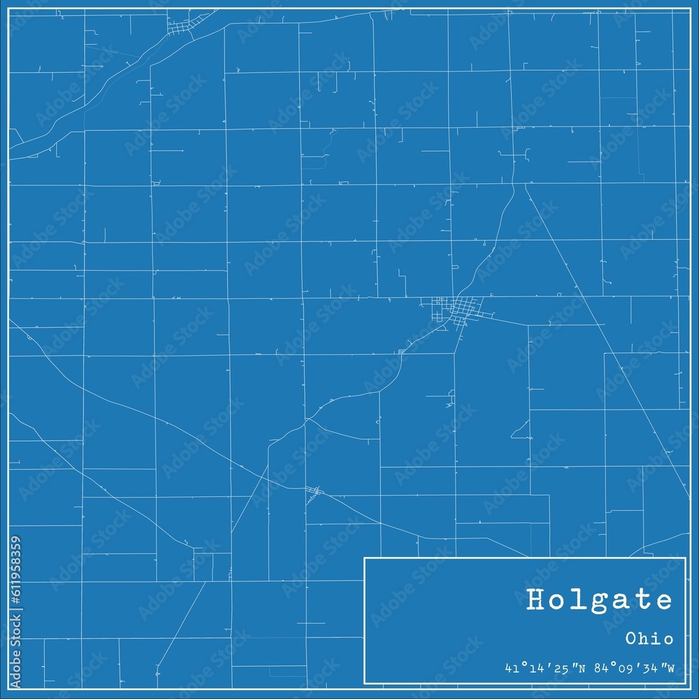 Blueprint US city map of Holgate, Ohio.