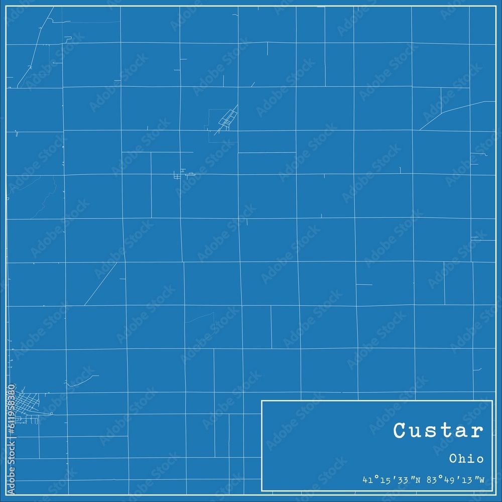 Blueprint US city map of Custar, Ohio. Blueprint US city map of Custar, Ohio.