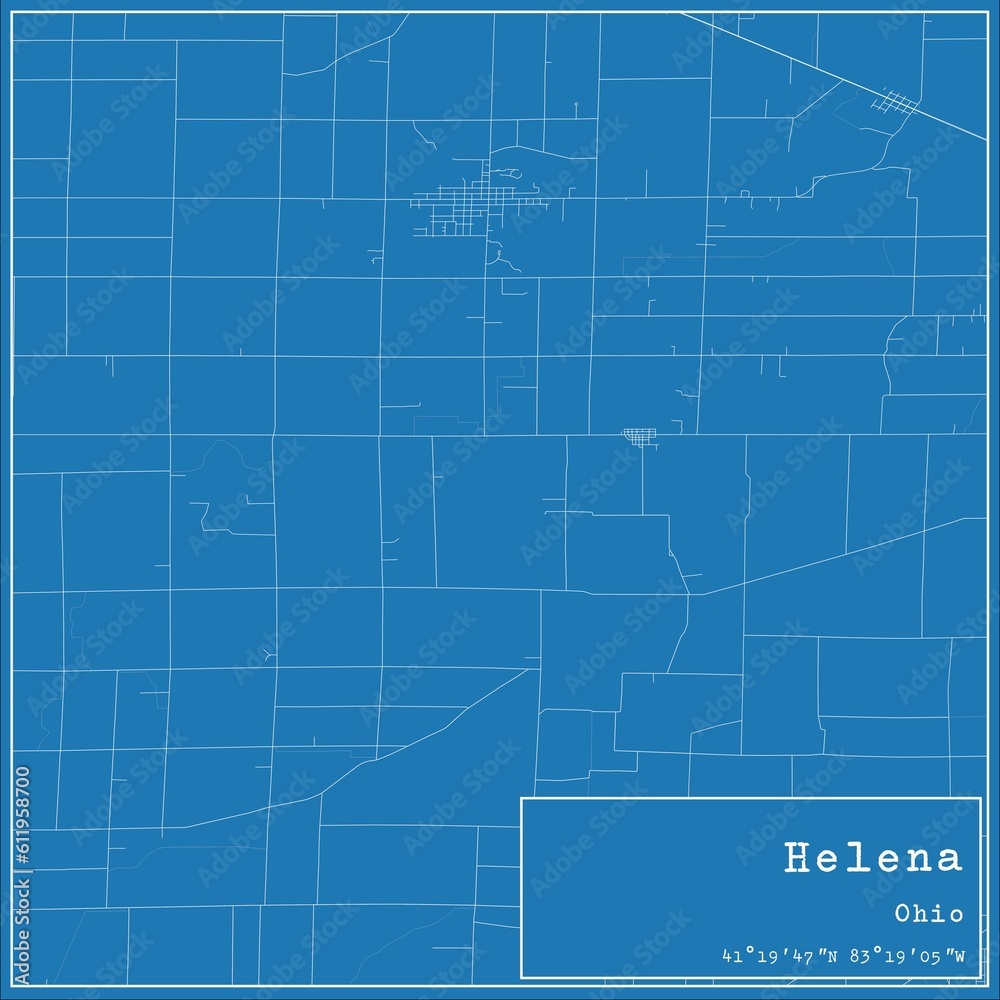 Blueprint US city map of Helena, Ohio. Blueprint US city map of Helena, Ohio.