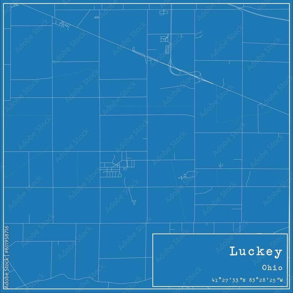 Blueprint US city map of Luckey, Ohio. Blueprint US city map of Luckey, Ohio.
