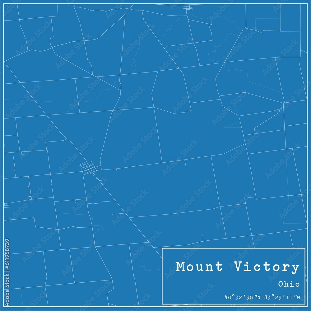 Blueprint US city map of Mount Victory, Ohio. Stock Illustration