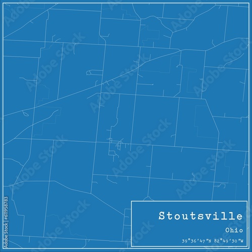 Blueprint US city map of Stoutsville  Ohio.