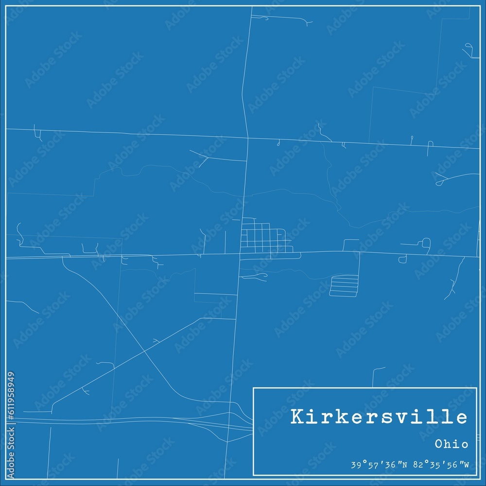 Blueprint US city map of Kirkersville, Ohio. Blueprint US city map of Kirkersville, Ohio.