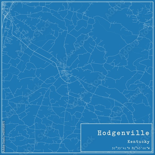 Blueprint US city map of Hodgenville, Kentucky.