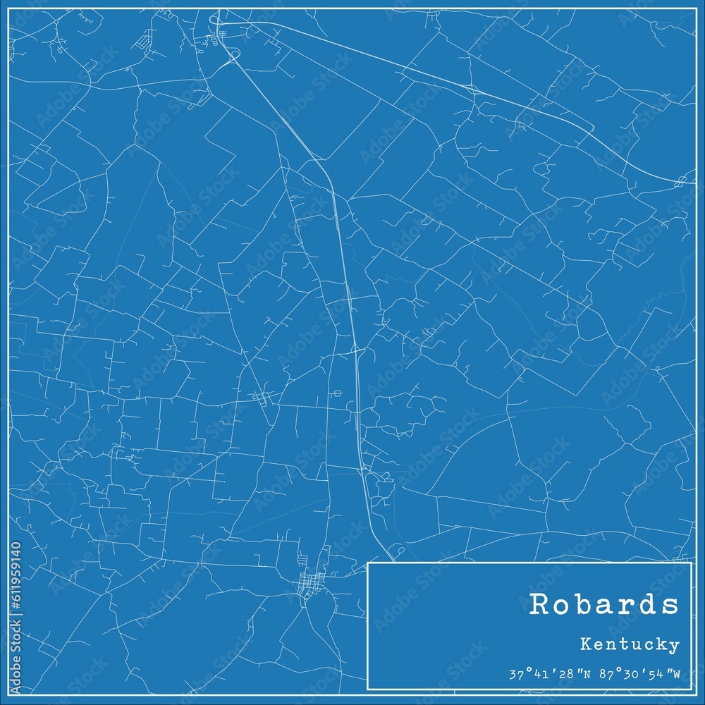 Blueprint US city map of Robards, Kentucky.