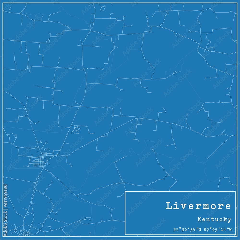 Blueprint US city map of Livermore, Kentucky. Blueprint US city map of Livermore, Kentucky.