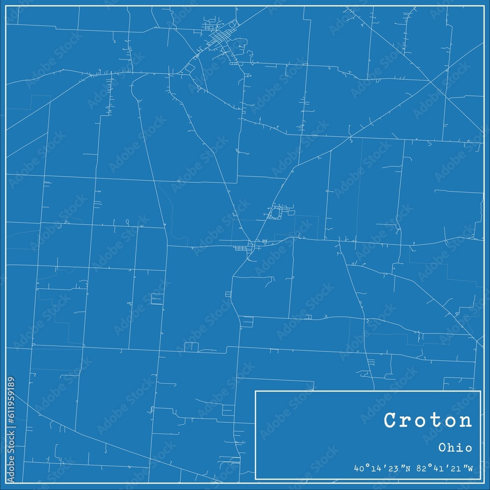Fototapeta premium Blueprint US city map of Croton, Ohio.