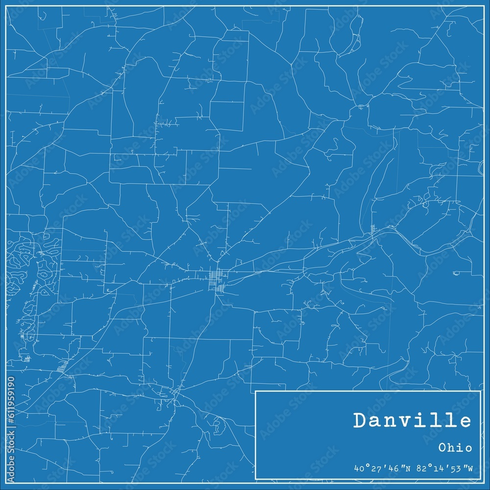 Blueprint US city map of Danville, Ohio. Blueprint US city map of Danville, Ohio.
