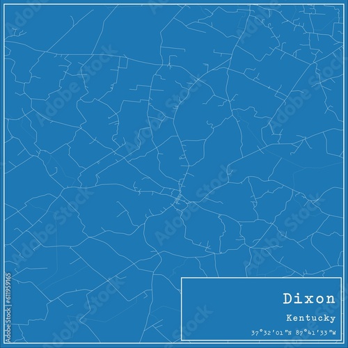 Blueprint US city map of Dixon, Kentucky.