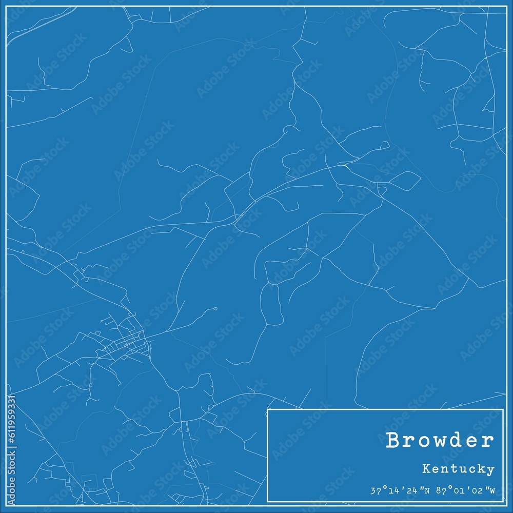 Blueprint US city map of Browder, Kentucky.