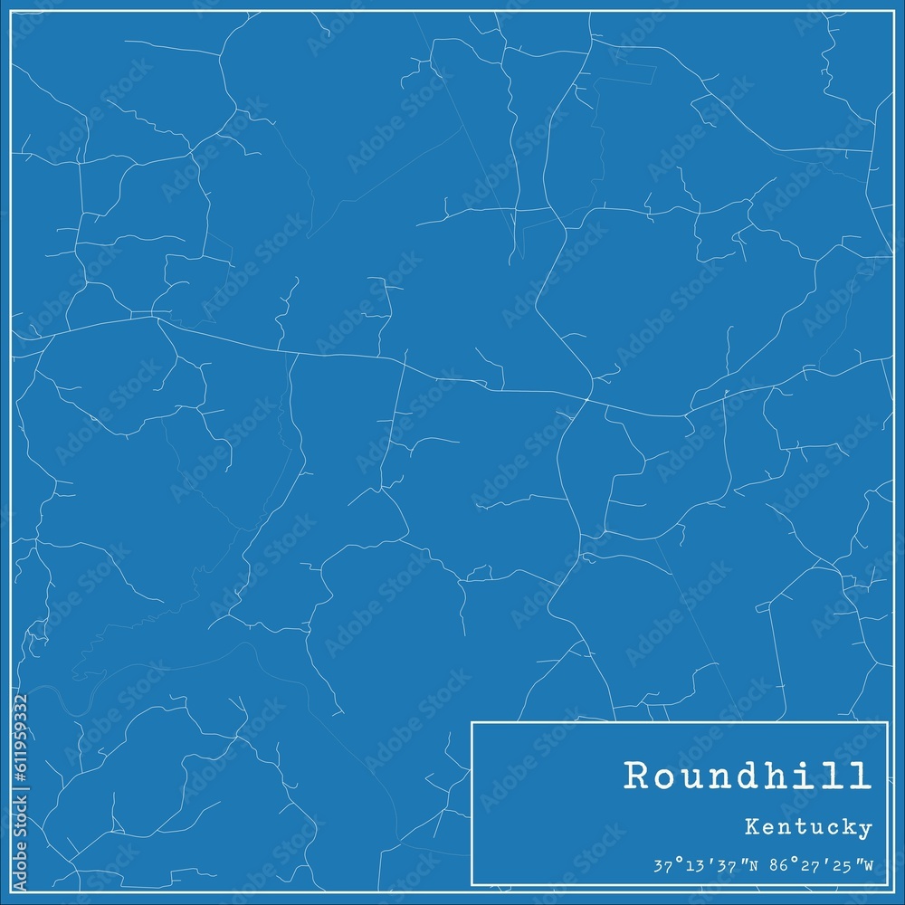 Blueprint US city map of Roundhill, Kentucky.