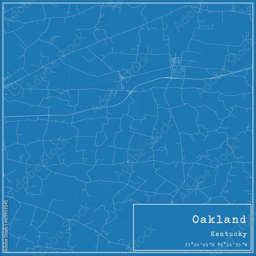 Blueprint US city map of Oakland, Kentucky.